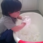Messy Play with Shaving Foam & Cornflour